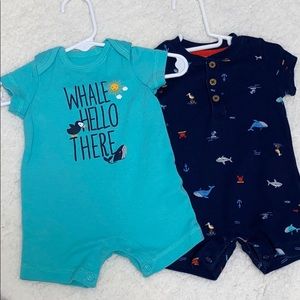 2 baby boy shirtsleeve coverall